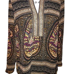 Daniel Rainn beautiful paisley ladies silky blouse button sleeves size 8-10